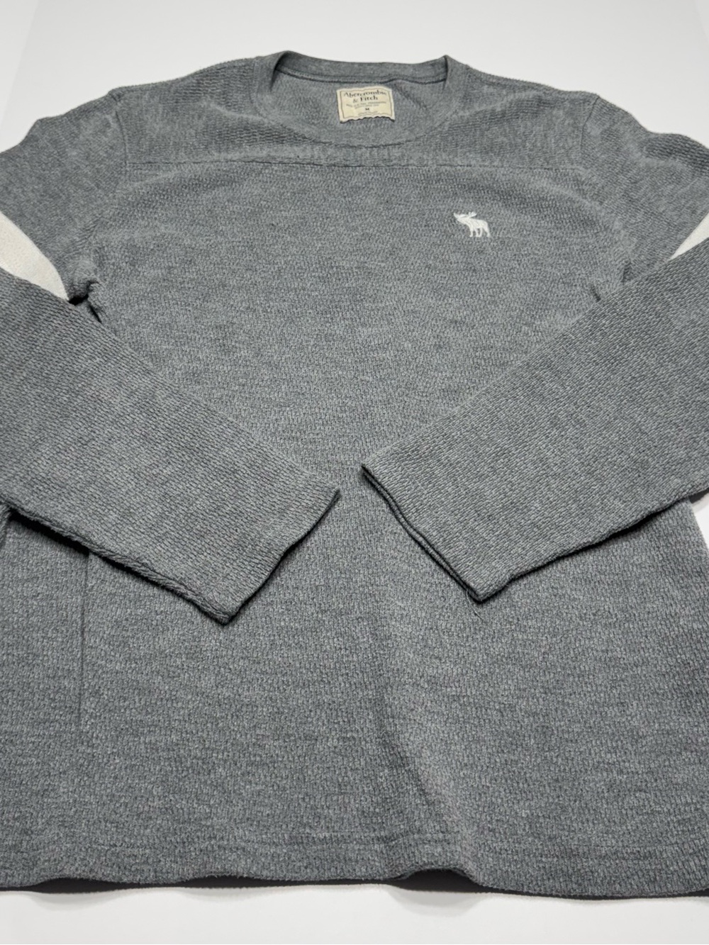Abercrombie & Fitch Gray Long Sleeve Crewneck Sweatshirt with White Moose Logo